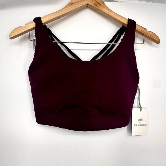 We Wander Flex‎ Stretch June Strappy Scoop Neck Sport Bra Dark Purple Medium - Picture 3 of 9
